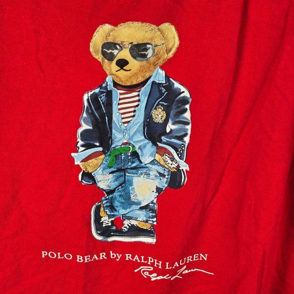 Polo Ralph Lauren Polo Bear Tank Top Red Navy Trim Mens XL Graphic Sleeveless